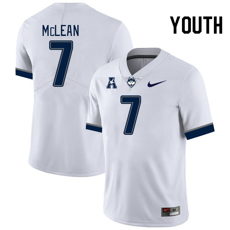 Youth #7 Malachi Mclean Uconn Huskies College Football Jerseys Stitched-White